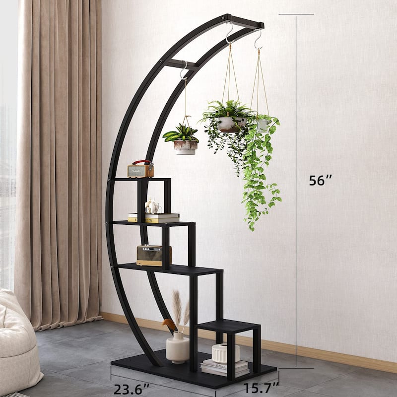 Metal Plant Stand 5 Tier Half Moon Shape set of 2
