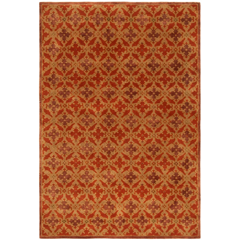 SAFAVIEH Couture Hand-knotted Moireach Silk/ Wool Rug - 6' x 9' - Vermillion