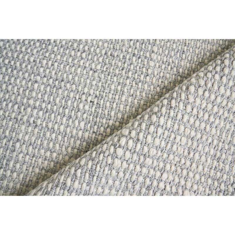 EXQUISITE RUGS Ferrus Handwoven Polyester/Wool/Cotton Silver/Ivory Area Rug.