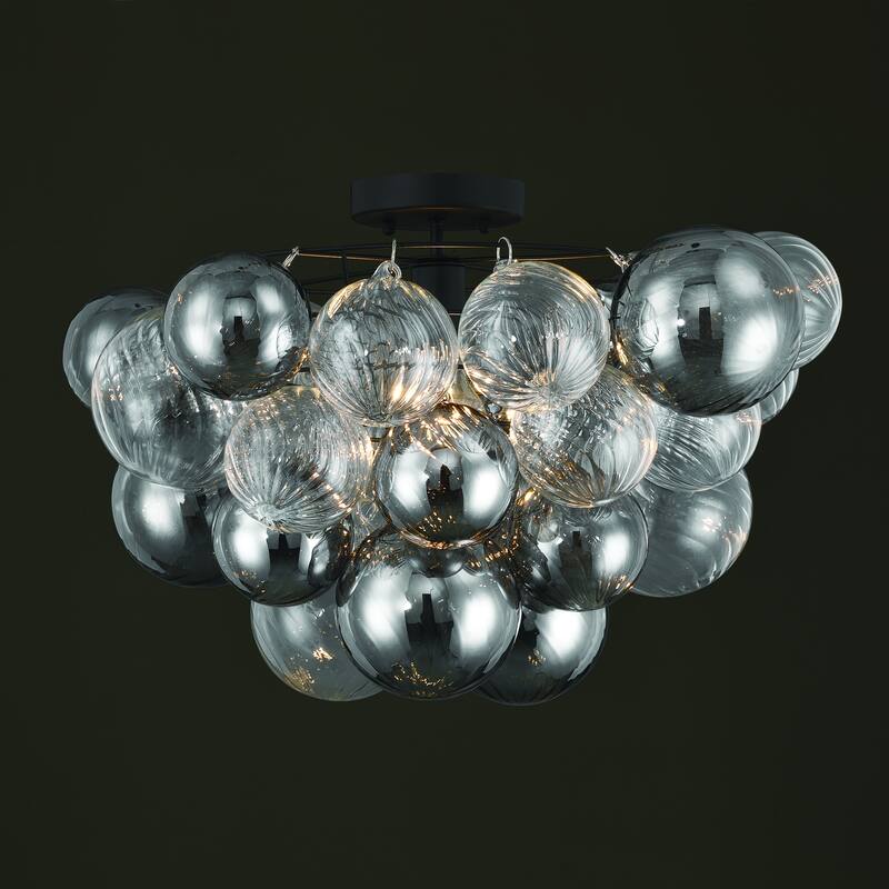 Eroile 1-light Modern Dimmable Glass Flush Mount Ceiling Lighting