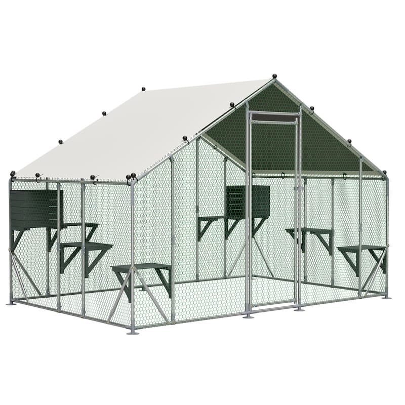GDFStudio - Large Outdoor Metal Cat Catio Cage with Double Safety Lock & Enhanced Stability, All-Weather Pet Enclosure - 3x2M