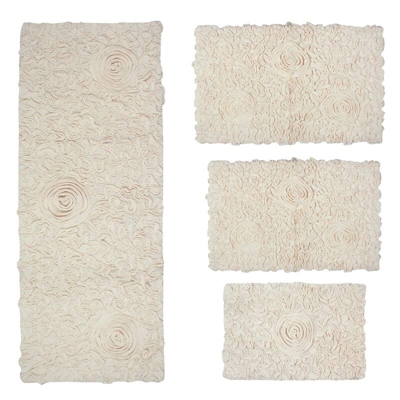 Home Weavers Modesto Collection 100% Cotton Bath Rug, Non-Slip Bath Rug, Extra Soft, Machine Wash, 4 Pcs Set with Runner