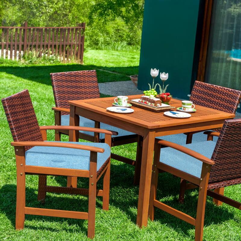 Aoodor Patio Chair Cushions Set of 2, Water Resistant Outdoor Seat Cushions with Handle and Ties, Square Corner Cushions