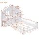 preview thumbnail 5 of 7, White Wooden House Platform Bed with Window and Roof, Bedside Drawers, Shelves, Sockets, and USB Port