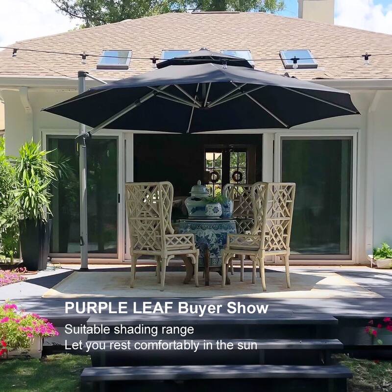PURPLE LEAF Double Top Round Patio Large Cantilever 360 Degree Rotation 10/11/12/13ft Outdoor Classic Umbrella