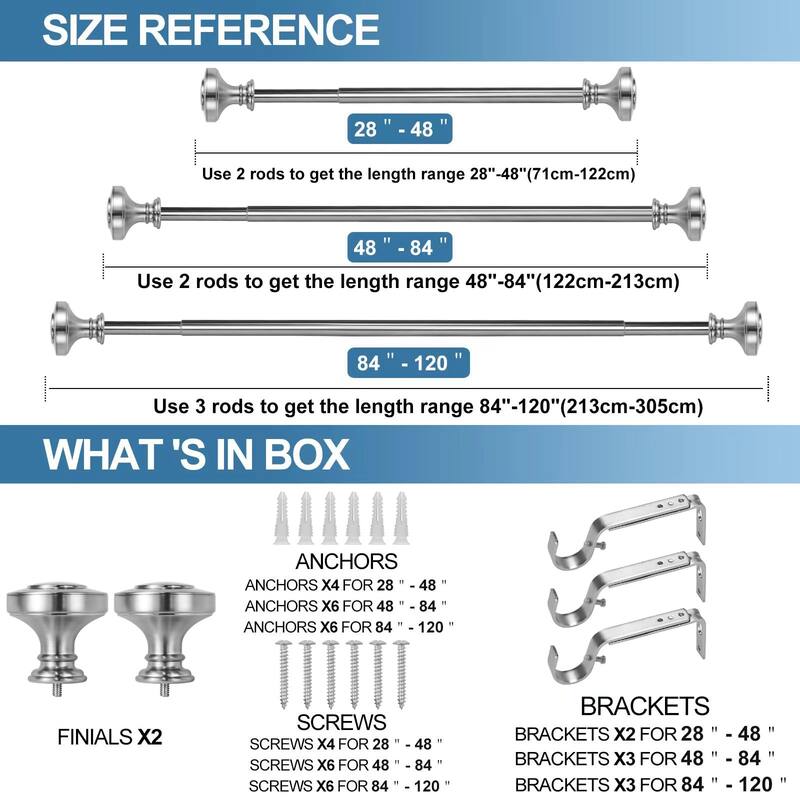 1-inch Diameter Semplice Adjustable Single Drapery Curtain Rod