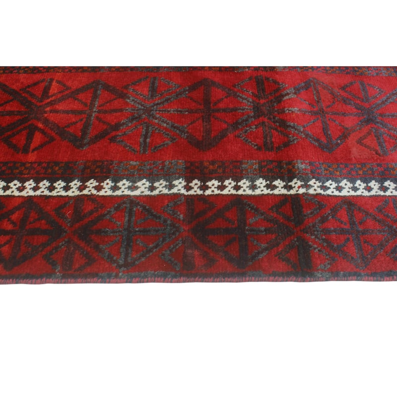 Fine Vintage Distressed Bekzod Red/Burgundy Runner - 3'7" x 7'10"