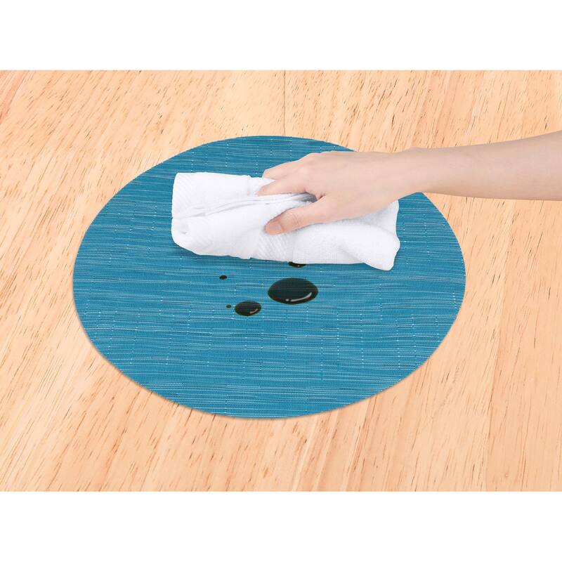 Round Placemats Set of 6 PVC Placemats for Kitchen Dining Table Decor Table Placemats Wipeable Table Mat - 14*14in