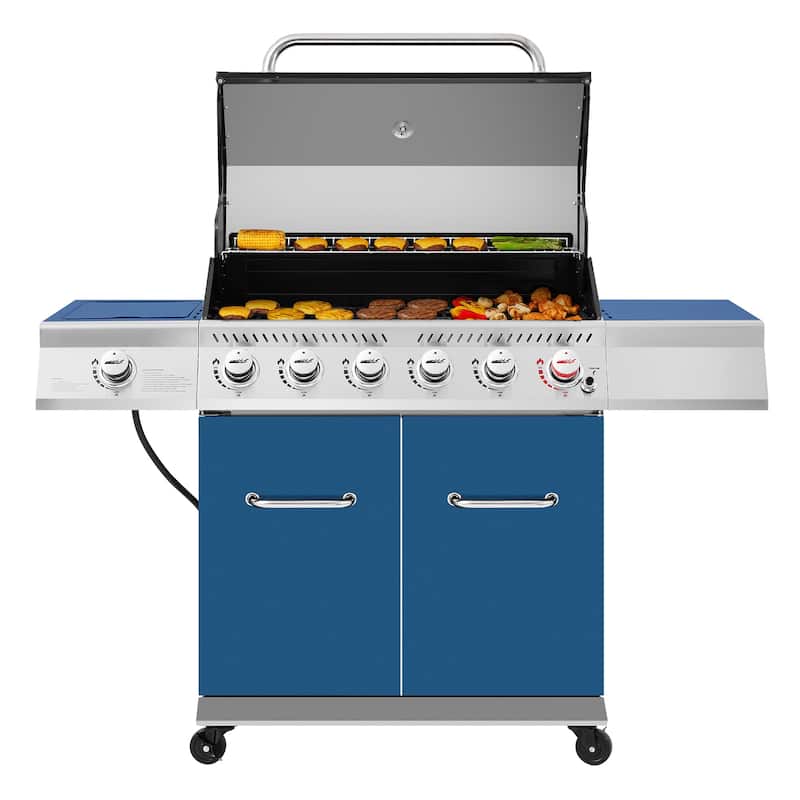 Royal Gourmet 6-Burner Gas Grill with Sear Burner and Side Burner - Blue