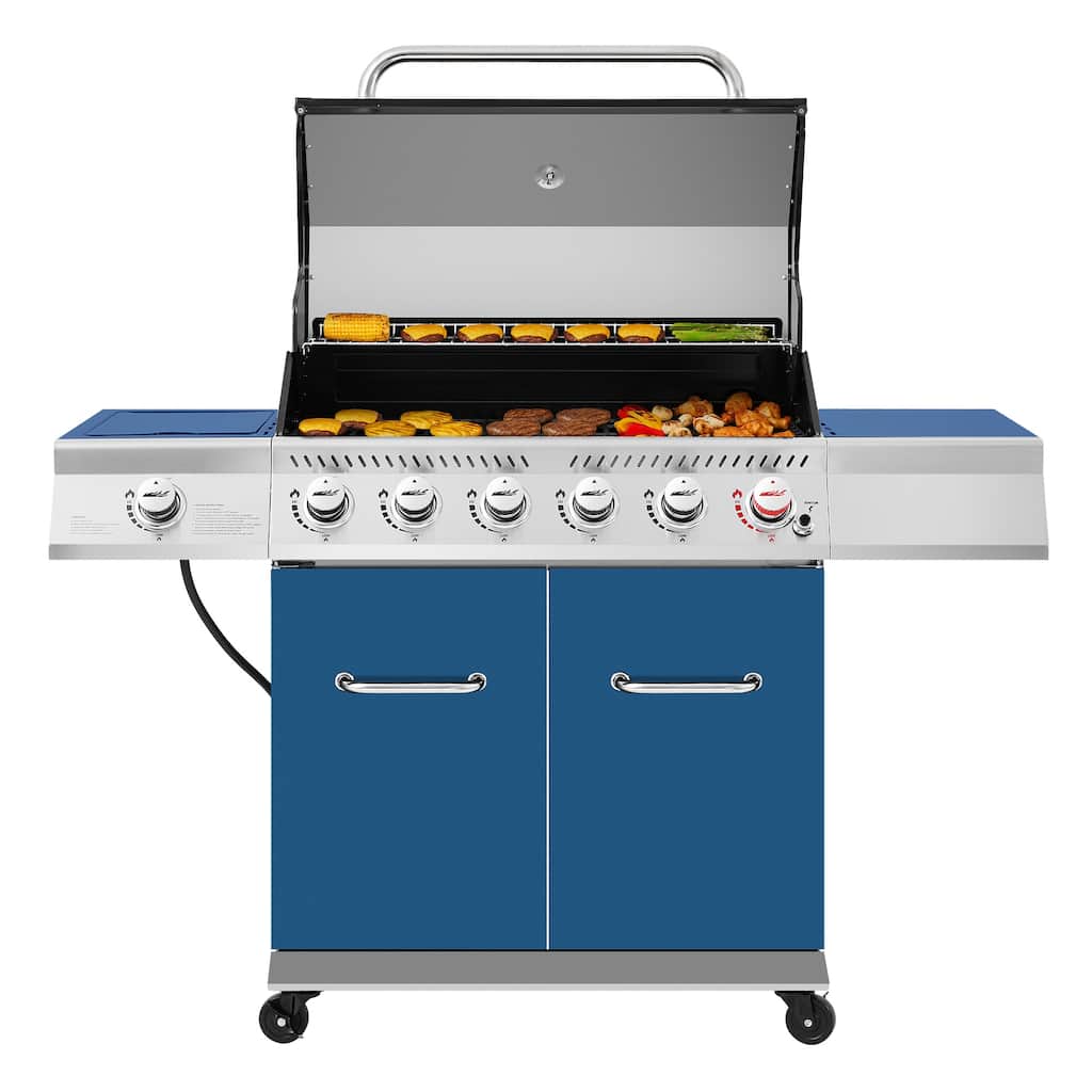 Royal Gourmet 6-Burner Gas Grill with Sear Burner and Side Burner - Blue