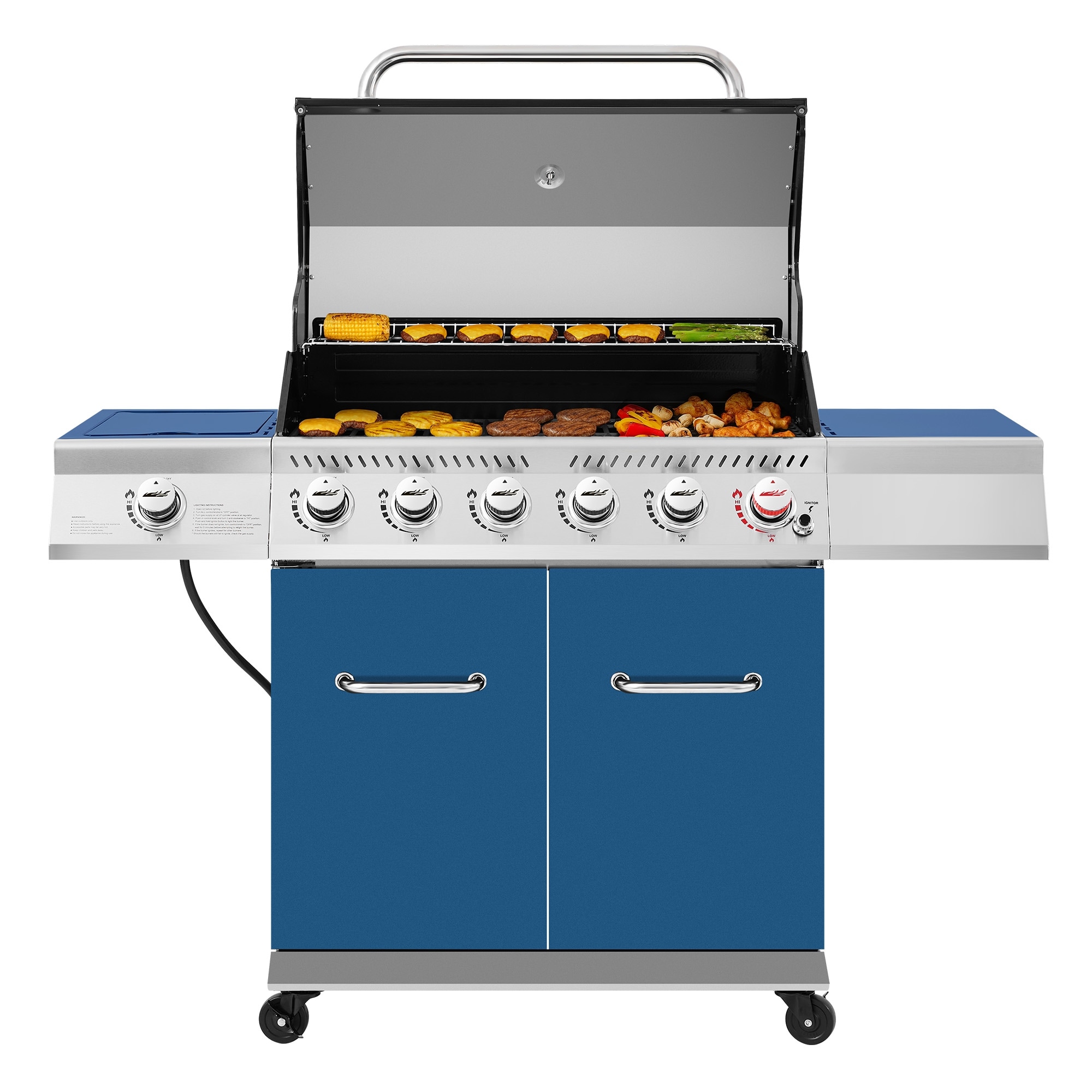 Royal Gourmet GA6402B Deluxe 6-Burner Cabinet Style Gas Grill with Sear and Side Burner, 74,000 BTU