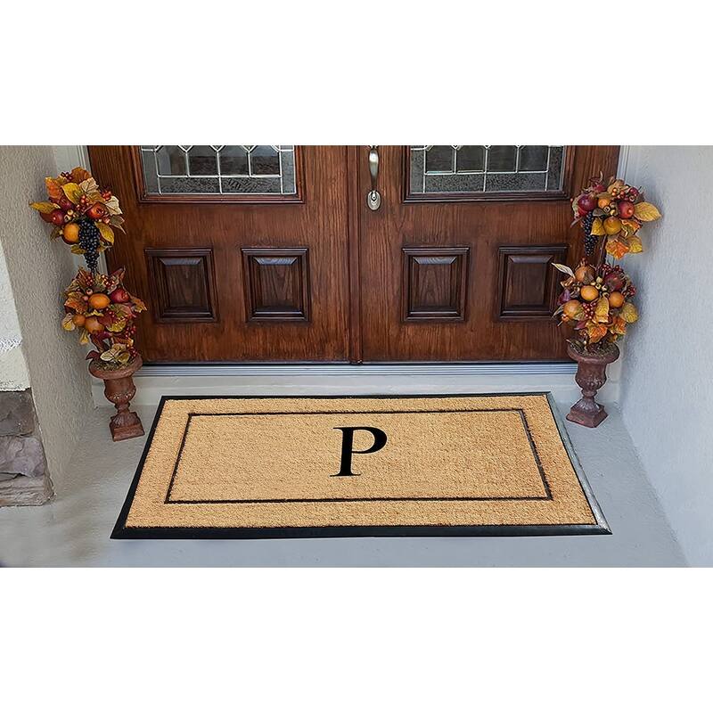 A1HC Natural Coir & Rubber Large Monogrammed Door Mat 30"x60"