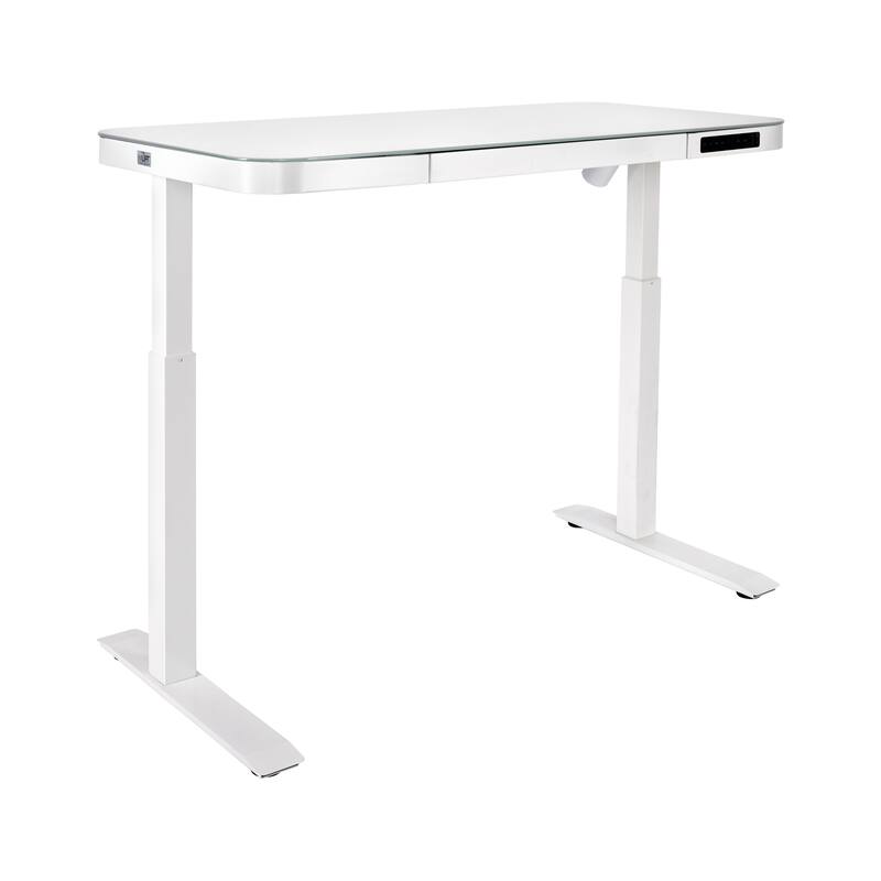AIRLIFT 47.5 in Tempered Glass Electric Standing Desk Top Dual 2.4A USB Charging Port Height Adjustable to 47.5 in H