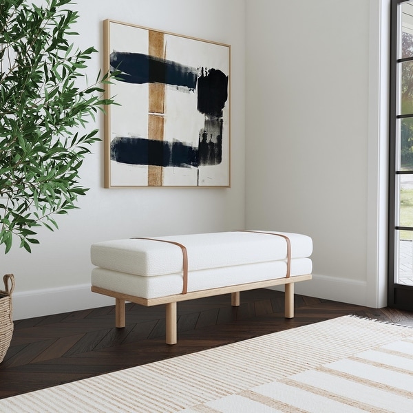 HomePop upholstered Bench with Wood Base - On Sale - Bed HomePop upholstered Bench with Wood Base - On Sale - Bed