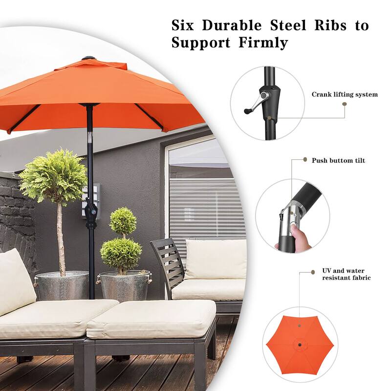 Autlaycil 7.5FT Solar Patio Umbrella with Base and Tilt,Crank