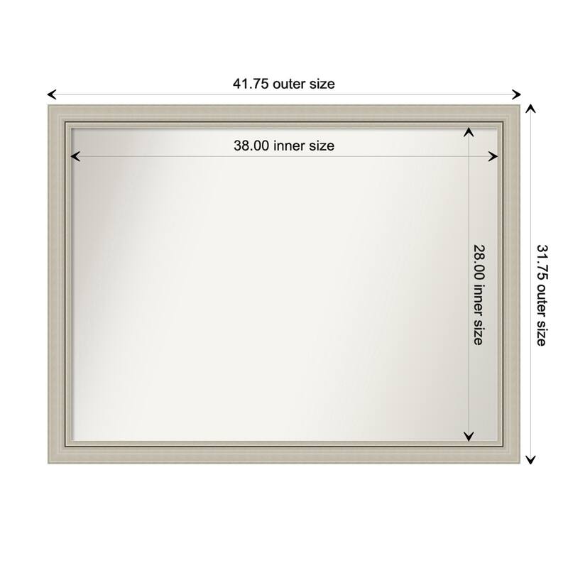 Romano Silver Narrow Framed Non-Beveled Custom Wall Mirror, Bathroom Vanity Mirror - Outer Size: 41.75 x 31.75