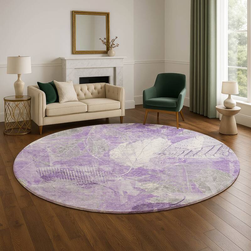 Premium Washable Super Soft Floral Imprints Mayfield Rug - Lavender - 8' x 8'