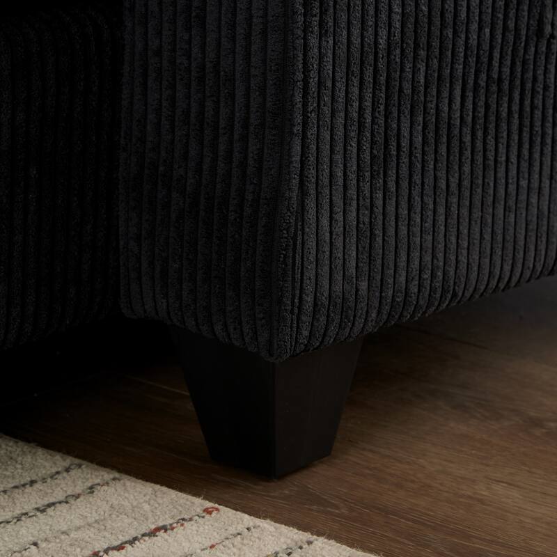 63" Corduroy Convertible Chaise Lounge with USB Ports, Phone Holder, and Storage