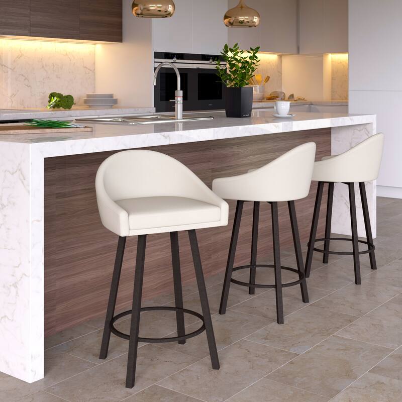 Tempo Furniture Kori Swivel 26" Counterstools/30" Barstools Palladium Gray Powder Coat Finish (Set of 2) by Furnish Theory