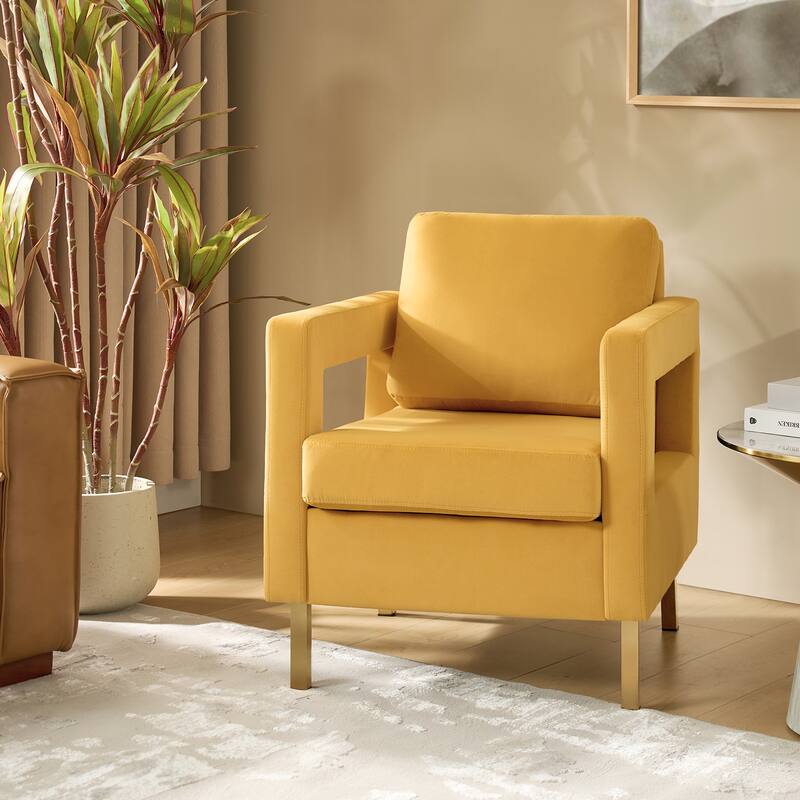 Valentina Comfy Accent Armchair with Golden Metal Legs and Removable Cushions by HULALA HOME