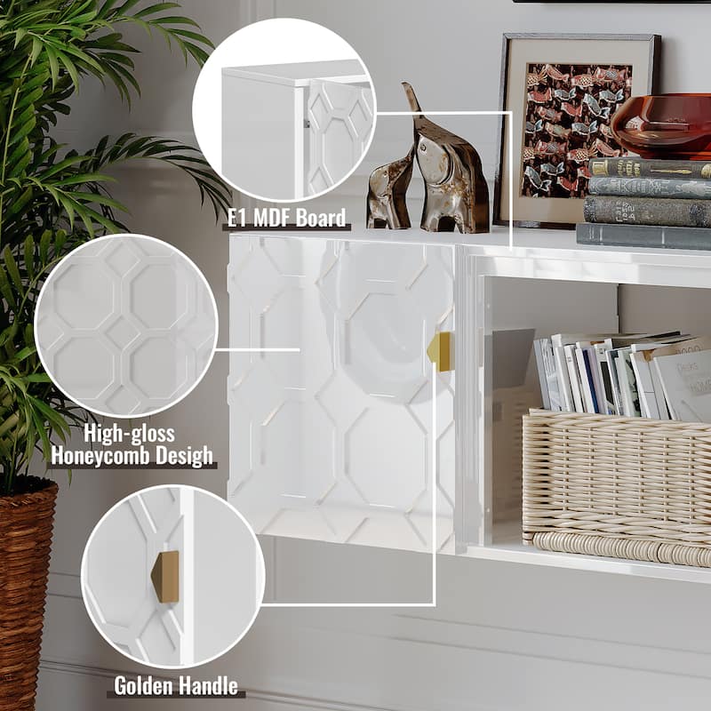 Clihome High Gloss Paint MDF Media 67'' TV Stand