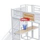 preview thumbnail 24 of 22, Full Size Metl Loft Bed with Open Wardrobe, Slide and Bulit-in Desk, Kids Loft Bedframe with Basketball Hoop and Storage Shelves