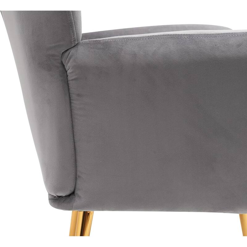 Modern Chic Mid-Century Velvet Accent Armchair Button-Tufted Wingback Design with Gold Flared Legs