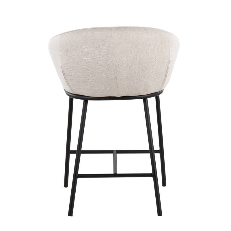 Porch & Den Kacie Counter Stool in Black Steel and Fabric - Set of 2