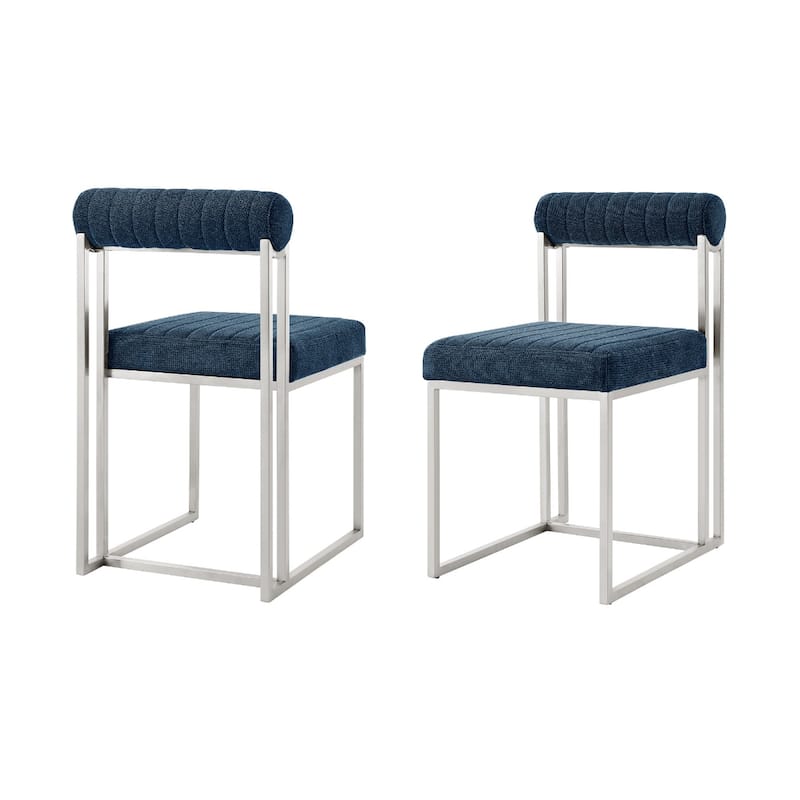 Polyester Upholstered Dining Side Chairs with Silver Metal Legs Set of 2 - 22” x 17.5” x 31” (D x W x H)