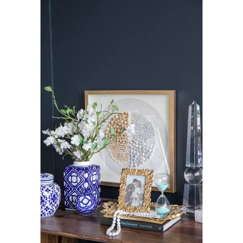 5.3x5.3x10" Valora Blue and White Square Lidded Jar