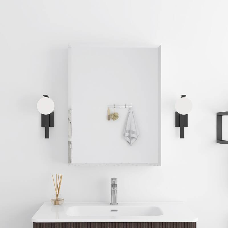 Rectangular Aluminum Medicine Cabinet with Mirror - 23" x 30" - Silver