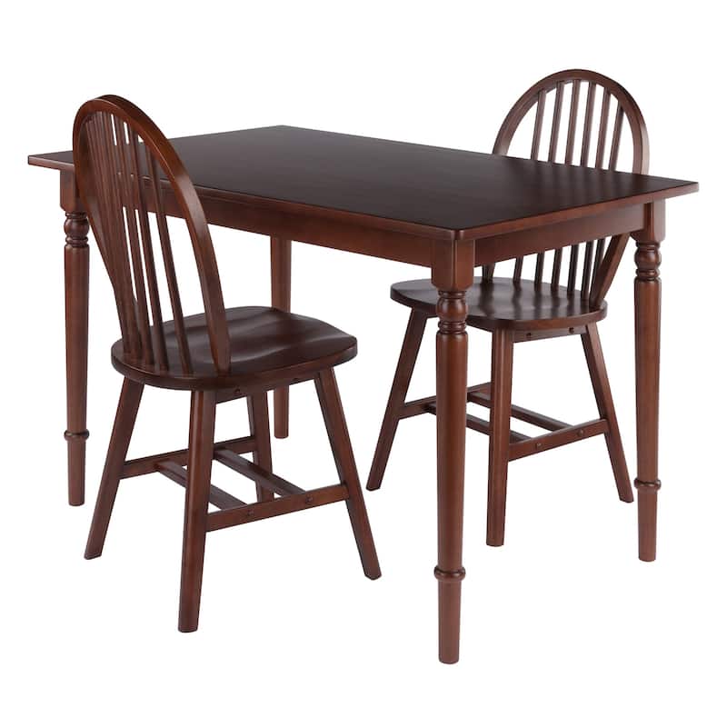 3pc Rectangular Dining Table with Windsor Chairs - 47.25" - Walnut Brown