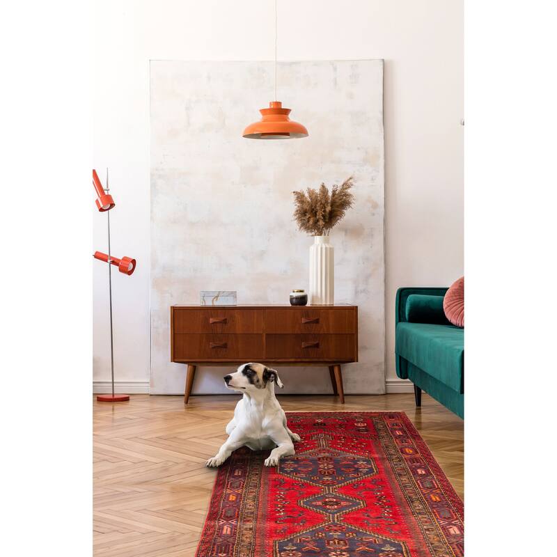 ECARPETGALLERY Hand-knotted Andelz Red Wool Rug - 3'7 x 10'7