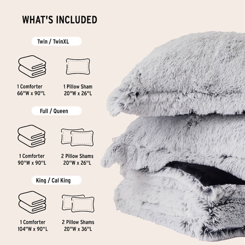 Intelligent Design Leena Shaggy Long Fur Comforter Mini Set