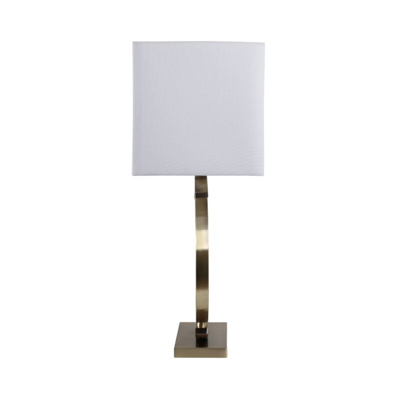 Metal Table Lamp Circular Open Rectangle Fabric Shade - 30" Brown - 11" x 20" x 30"