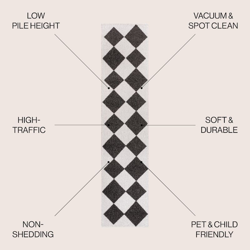 JONATHAN Y Porter Classic Geometric Diamond Pattern Rug