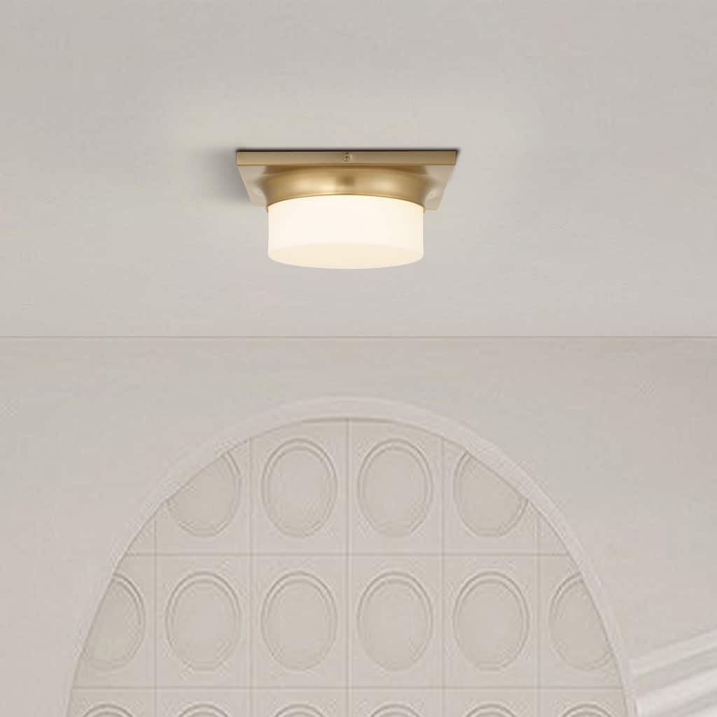 Aura 10" Antique Brass LED Flush Mount Ceiling Light