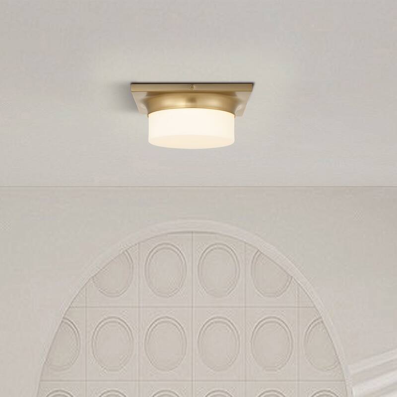 Aura 10" Antique Brass LED Flush Mount Ceiling Light