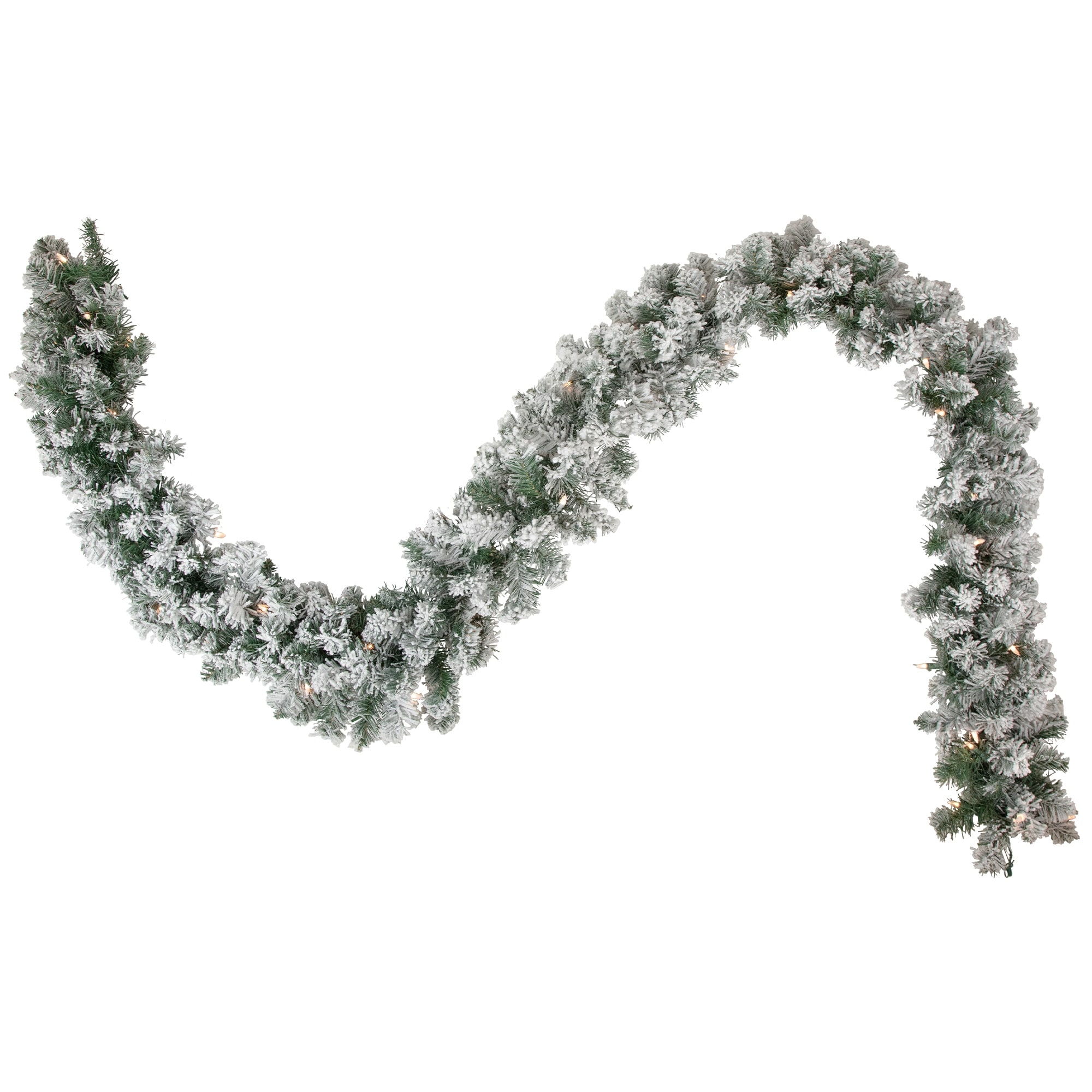 9' x 10" Pre-lit Flocked Madison Pine Artificial Christmas Garland