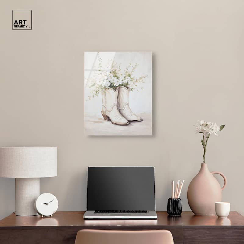 Prairie Bloom Boots Acrylic by Art Remedy, Ready to Hang