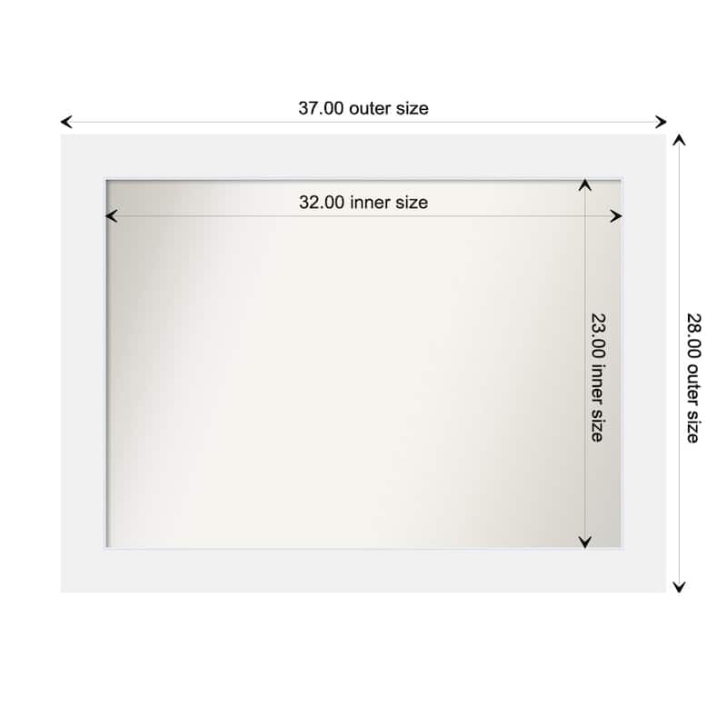 Corvino White Framed Non-Beveled Custom Wall Mirror, Bathroom Vanity Mirror - Outer Size: 37 x 28
