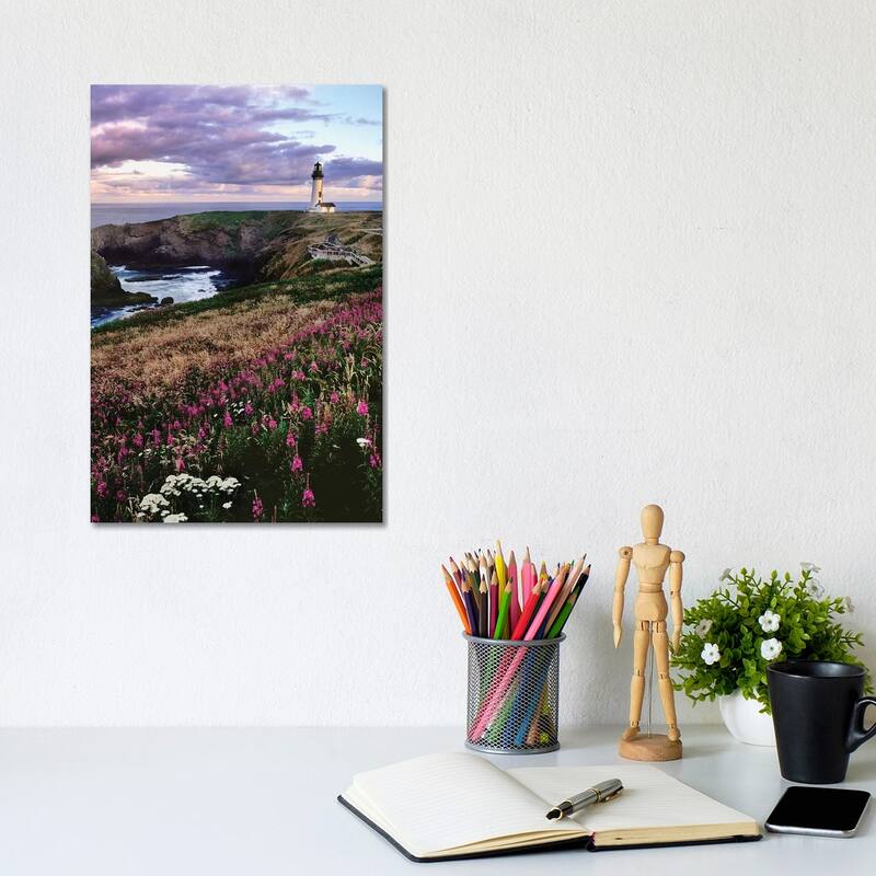 iCanvas "Silhouette of Yaquina Head Lighthouse, Yaquina Head, Lincoln County, Oregon, USA" by Panoramic Images Canvas Print - 12x8x0.75