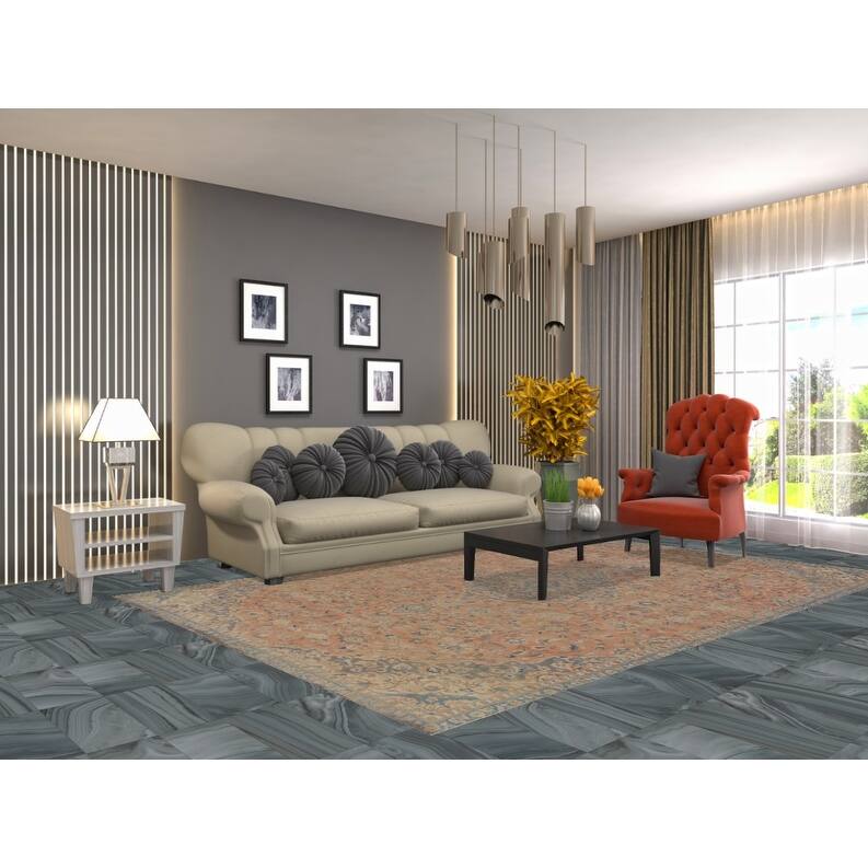 Hand Knotted Oriental 100% Wool Carpet Traditional Floral Oranges & Rust Mashad Area Rug - 10' 2'' X 6' 9''