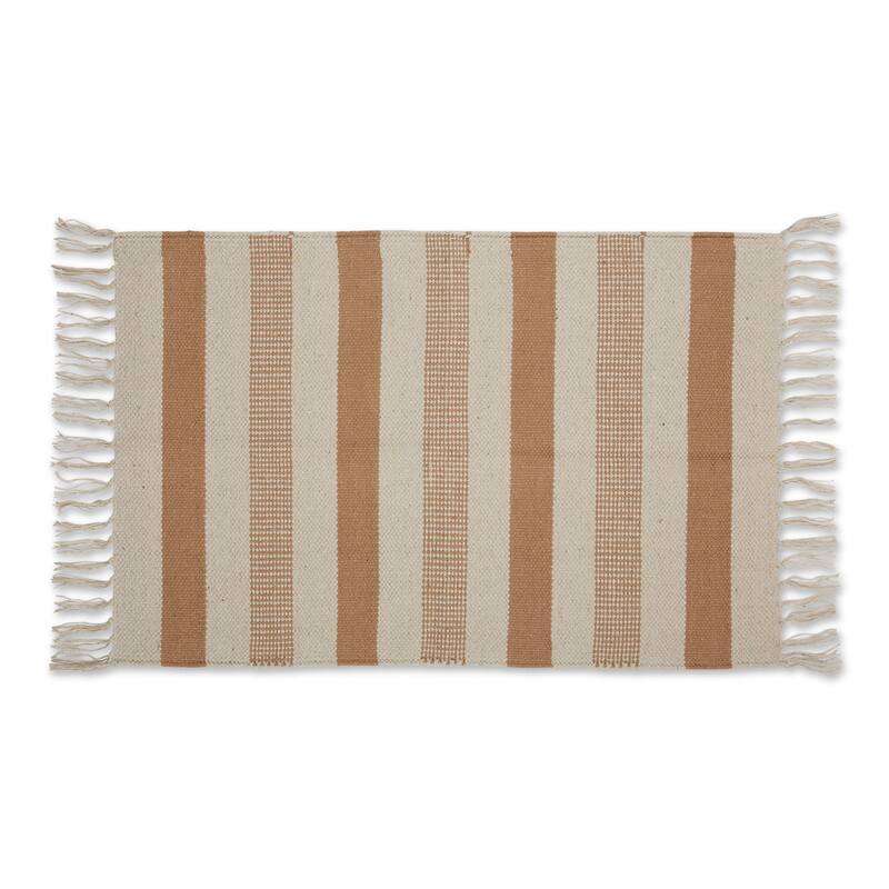 DII Black Ticking Stripe Hand-Loomed Rug 2x3 Ft - 24.0 In. L X 36.0 In. W X 0.2 In. H - Stone Combo