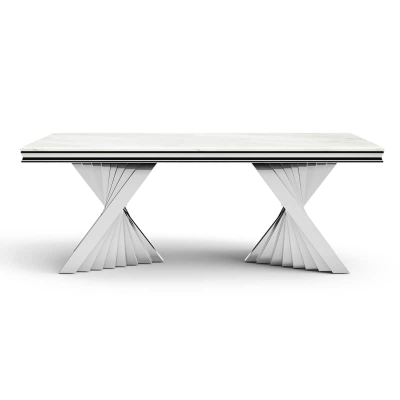 Furniture of America Thaddeus Glam 79-inch Sintered Stone Top Dining Table