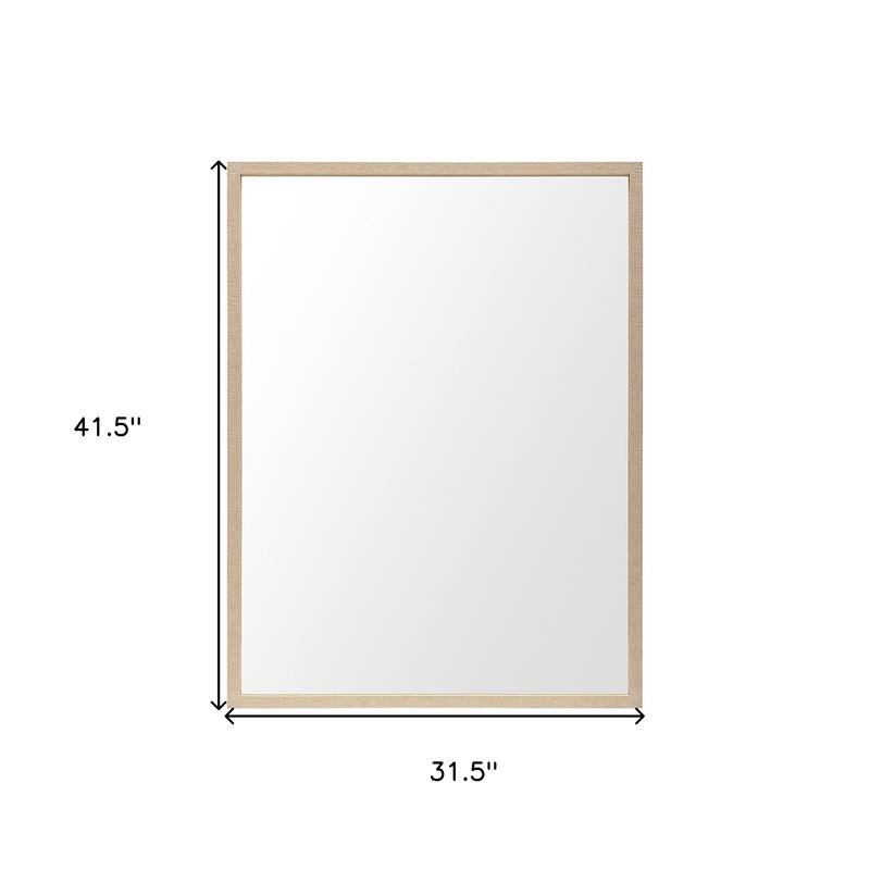 HomeRoots 42" Tan Framed Bathroom Vanity Mirror - 31.50 in. x 41.50 in. x 1.75 in.