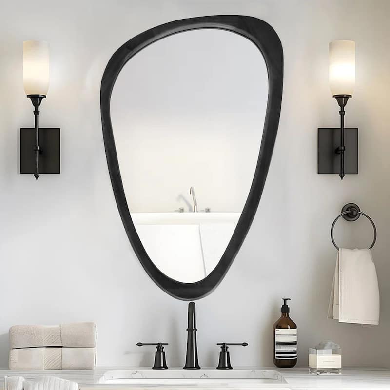 Irregular Mirror Asymmetrical Wood Wall Mirror - 20X30 - Black