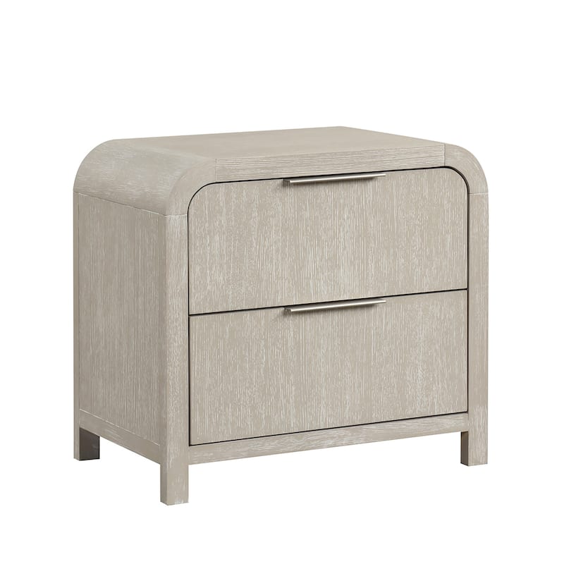 Roundhill Furniture Tavari Contemporary 2-Drawer Wood Nightstand, Light Gray