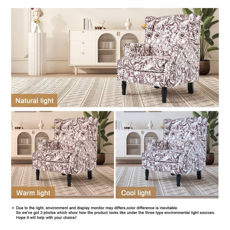 Wingback Accent Chair Nailhead Trim Living Room Reading Chair