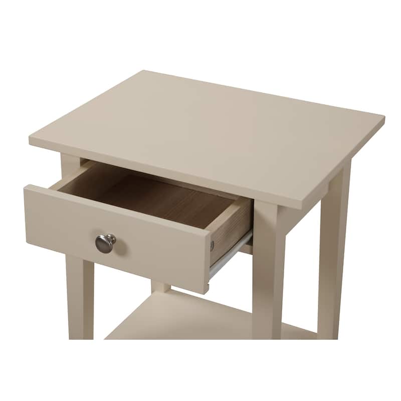 Beige Nightstand 28x18x14 Neutral Compact Bedside Table with Modern Finish, Sleek Lines and Convenient Storage Drawer